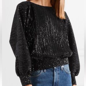 RTA Women's Black Sequin Long Sleeve Top Size S Excellent Condition TrueToSize